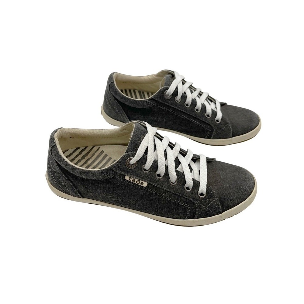 Taos Womens Gray Canvas Sneakers Sz 7.5 Comfort Walking Travel Lowβ Top Shoes